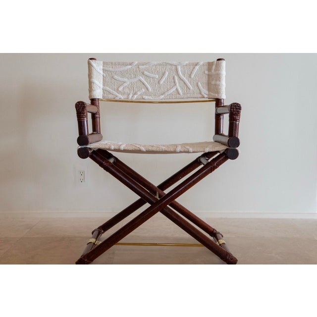 Wood 1970's McGuire Director's X-Chair For Sale - Image 7 of 11