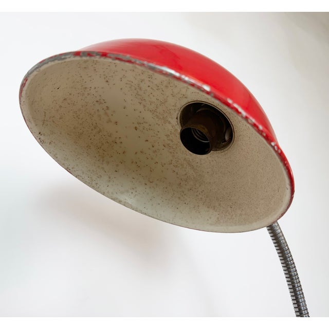 Red Large Vintage Industrial German Workshop Table Lamp from Helo Leuchten, 1950s For Sale - Image 8 of 18