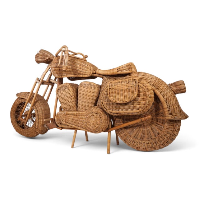 Postmodern After Tom Dixon, Harley-Davidson Motorcycle, 1990s, Rattan For Sale - Image 3 of 18