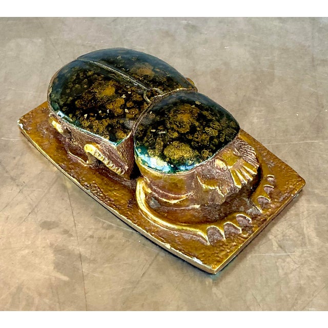 Late 20th Century Vintage Boho Gilt Tipped Scarab Sculpture For Sale In West Palm - Image 6 of 8