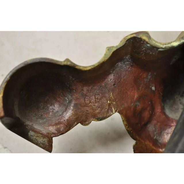 Vintage Beethoven Face French Rococo Brass Cannonball Fireplace Andirons - Pair For Sale - Image 9 of 12