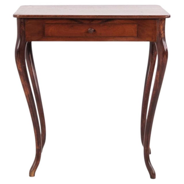 Mahogany Side Table with Drawer and Curved Legs, 1910 For Sale - Image 11 of 11