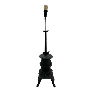 Late 20th Century Cast Iron Stove & Lamp