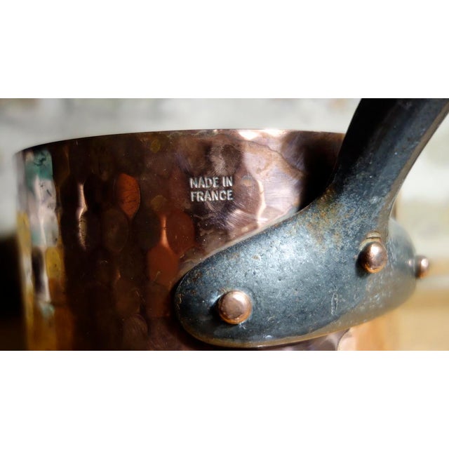 French Country 1950's France; Hand Hammered Copper Saucepan, For Sale - Image 3 of 6