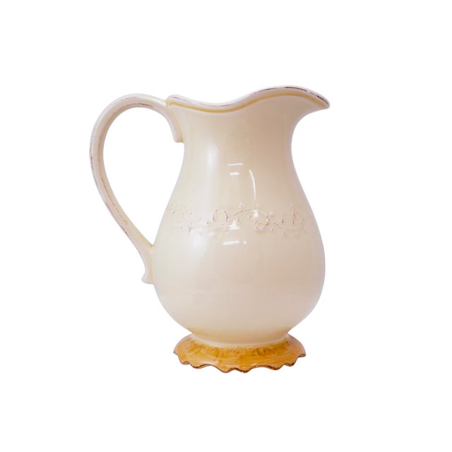 Farmhouse Hand Decorated 11" Pitcher Vase For Sale - Image 3 of 8
