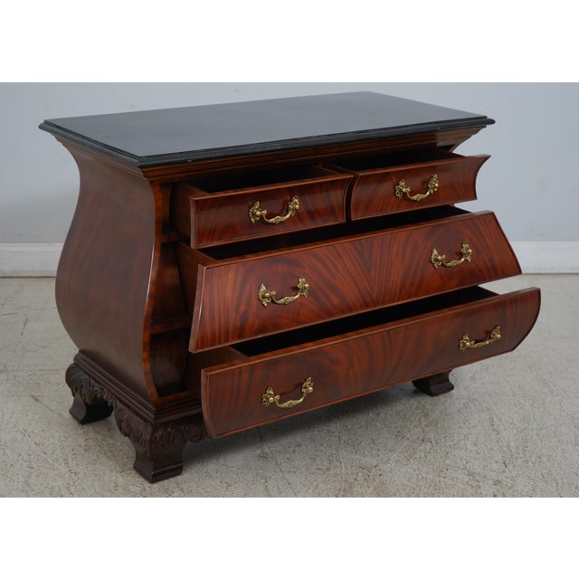 Chippendale Maitland Smith Marble Top Mahogany Kettle Base Chest For Sale - Image 3 of 12