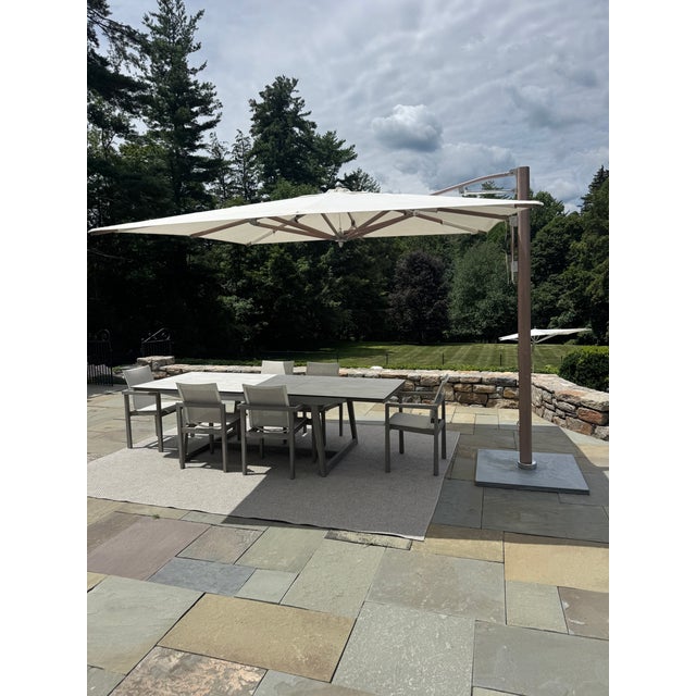 Contemporary Tuuci Ocean Master Max Cantilever Umbrella | 10' Sq | Aluma-Teak | Triple Plate | $25k Retail For Sale - Image 3 of 12