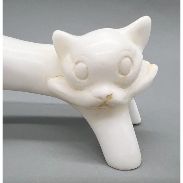Vintage Italian Alabaster Cat Sculpture by Ditta Prof. Bessi – Mid-Century Modern / Minimalist For Sale - Image 9 of 10