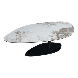 Lerin Ceramic Faux Marble Modern Contemporary Coffee Table 57" For Sale