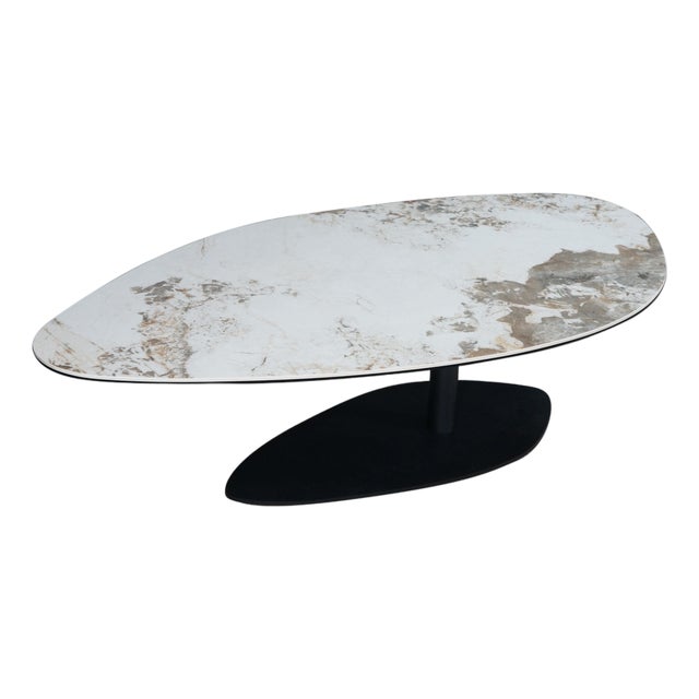 Lerin Ceramic Faux Marble Modern Contemporary Coffee Table 57" For Sale