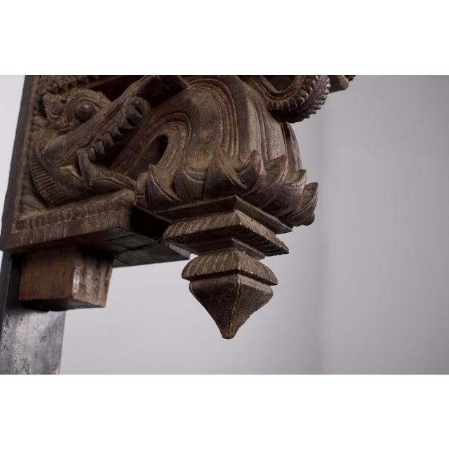 Architectural Consoles with Yalis and Horsemen from Chettinad, 19th Century, Set of 2 For Sale - Image 5 of 9
