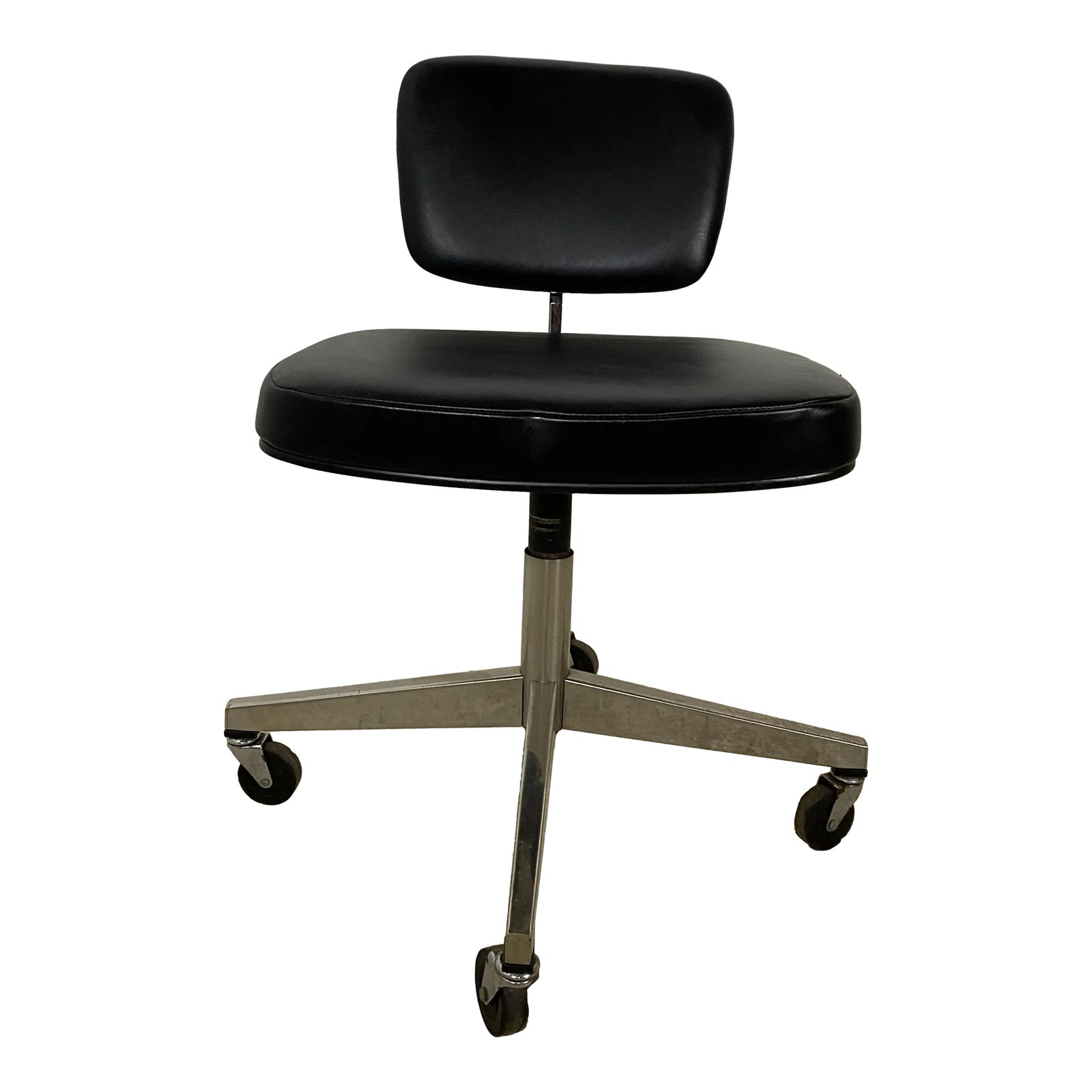 Vintage Knoll 4Prong Black Leather Task Chair Chairish