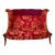 Antique Wood Red Material Italian Carved Wood Love Seat For Sale