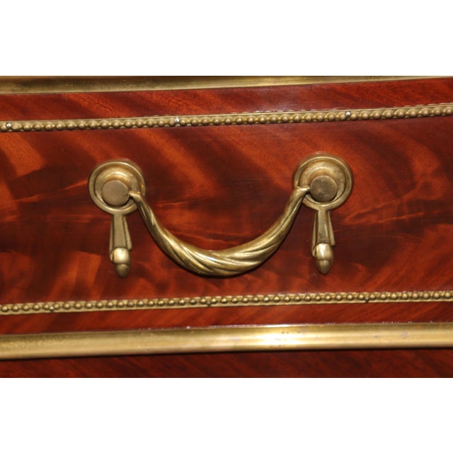 Pair of Brass Mounted Flame Mahogany Russian Baltic Directoire Style Commodes For Sale - Image 4 of 14