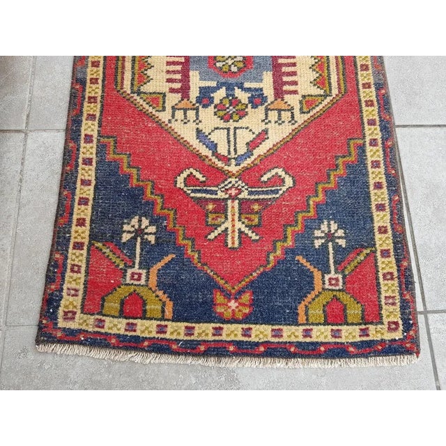 1950s Burgundy and Navy Blue Rug For Sale - Image 10 of 10