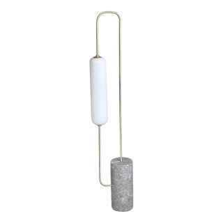 Collection Particulière Segment Floor Lamp by Dan Yeffet in Brass, Marble and Opaline Glass For Sale