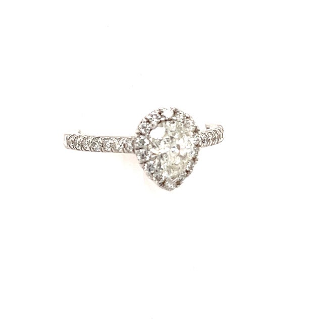 Pear Shaped Diamond Engagement Ring 14k Gold 1.19 TCW Certified, Size 4.5 For Sale - Image 4 of 10