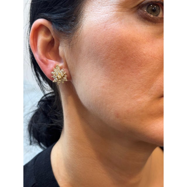 20 Natural Marquise Diamonds & 10 Round Diamond Clip on Earring 18 KYG For Sale - Image 18 of 18