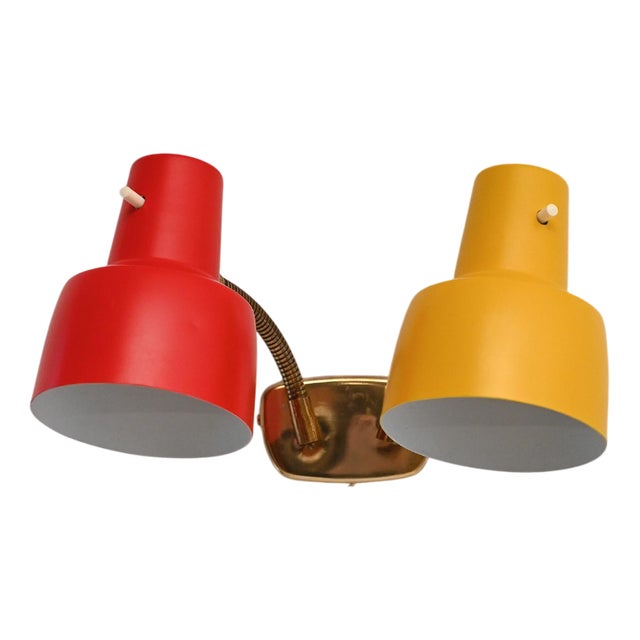 Scandinavian 2-Tone Metal Wall Lamp, 1960s, Set of 2 For Sale