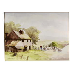 Ken Cherrington Tayside Sheep Farm, Scotland C. 1930 Painting