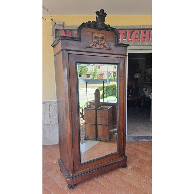 Brown Antique Italian Walnut Wardrobe, 1890s For Sale - Image 8 of 8