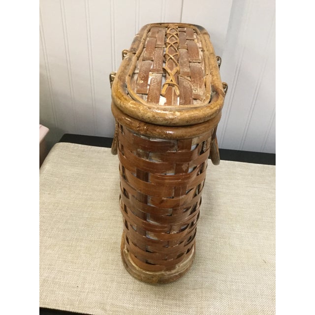 Vintage Bamboo Picnic Basket For Sale - Image 4 of 8