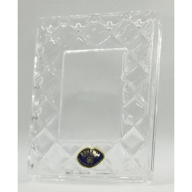 Vintage Lead Crystal Picture Frame Diamond Design Czech Republic