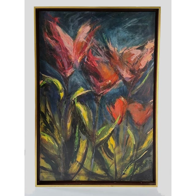 Abstract Painting, "Heart Flowers", Oil on Canvas For Sale - Image 4 of 5