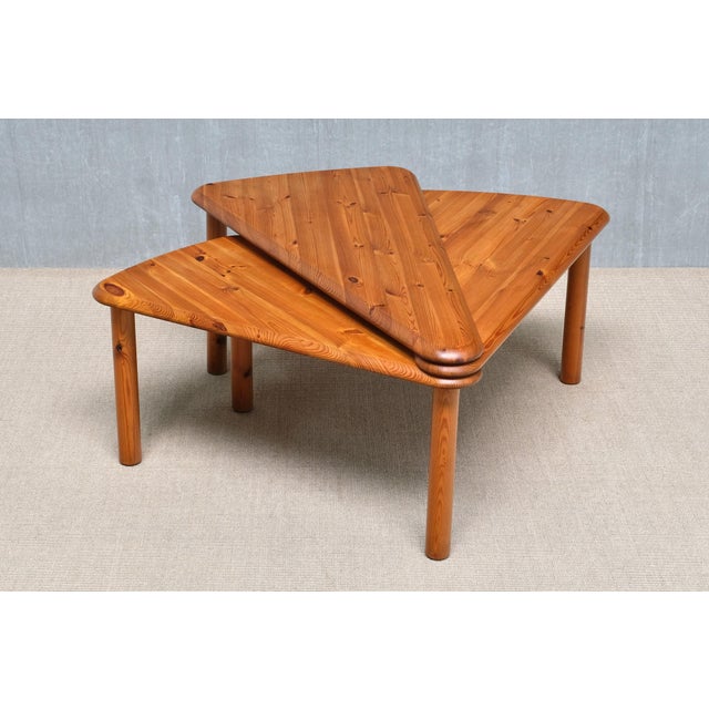 Mid-Century Modern Swedish Modern Modular Fan-Shaped Coffee Table in Pine Wood, 1960s For Sale - Image 3 of 14