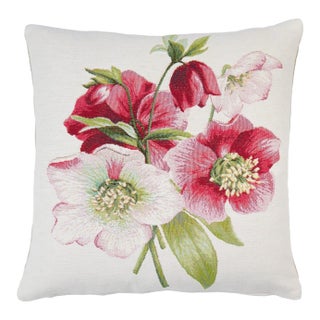 Hellebores Bouquet Tapestry Cushion With Feather Filler - 46 X 46cm For Sale