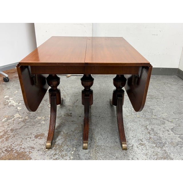 Duncan Phyfe Style Drop Leaf Dining Table, Vintage For Sale - Image 4 of 12