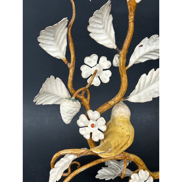 Bird Branch Italian Tole Candlestick Holders, a Pair For Sale - Image 9 of 12