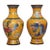 Pair of Vintage Cloisonne Enamel Vases – 6.1" Yellow Ground Dragon & Phoenix Vases For Sale
