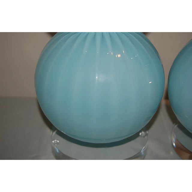 Blue Joe Cariati Glass Lamps Blue For Sale - Image 8 of 11