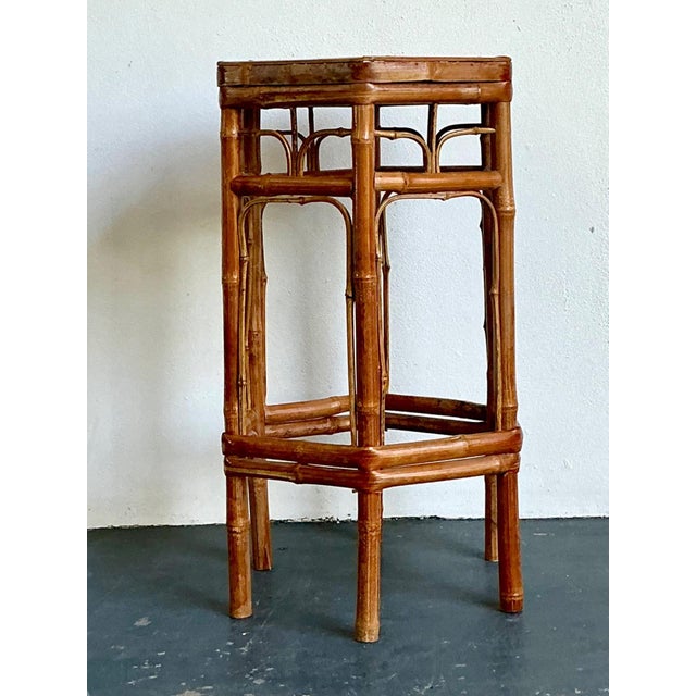 Mid 20th Century Vintage Bamboo Hexagonal Plant Stand For Sale - Image 5 of 14