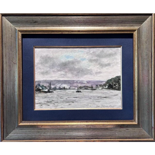 Jean Jacques Rene, The Seine Near Rouen, 1972, Oil on Canvas, Framed For Sale