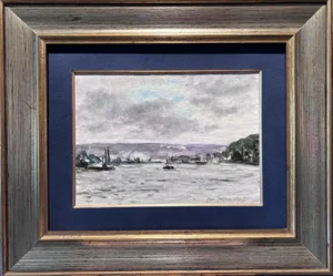 Jean Jacques Rene, The Seine Near Rouen, 1972, Oil on Canvas, Framed