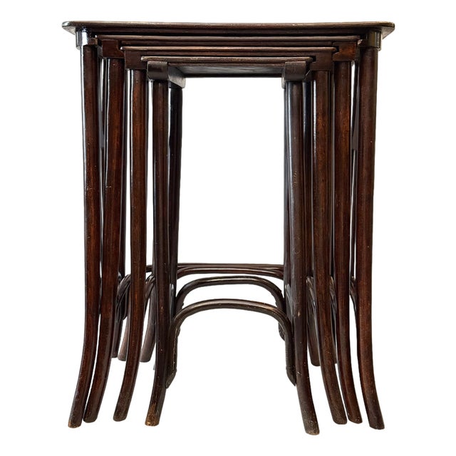 Antique Secessionist Austrian Bentwood Nesting Tables by J&J Kohn, 1900s, Set of 4 For Sale