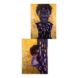 2020s Lift Every Voice Diptych Oil on Canvas with Cu Au Leaf by Christopher Adam Williams