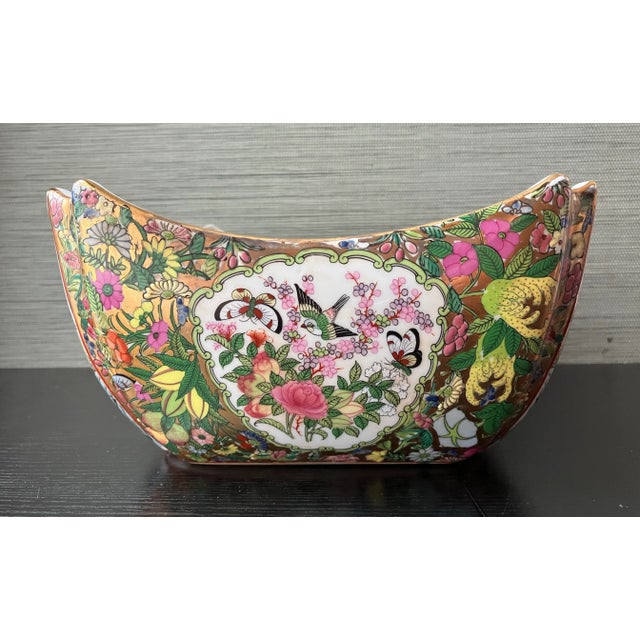 Ceramic Vintage Chinese Famille Rose Square Bowl With Rose Medallion Motifs and Figural Scenes For Sale - Image 7 of 10