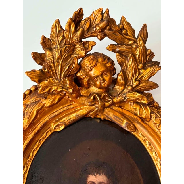 French Louis XV Artist, Portrait, 1800s, Oil Painting, Framed For Sale - Image 11 of 16