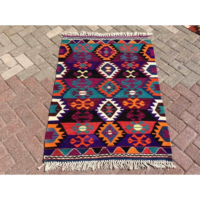 Colorfull Bohemian Kilim - 37" X 50" For Sale - Image 11 of 11