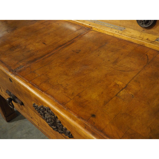 Antique French Double Butcher Block Table With Iron Mounts, Circa 1920s For Sale - Image 11 of 18