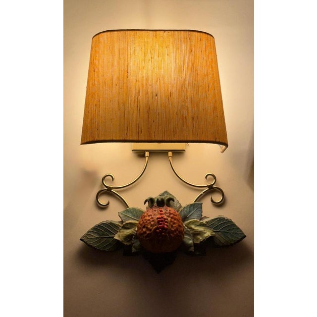 Italian Hand-Painted Pomegranate Sconces, 1970s, Set of 3 For Sale - Image 14 of 17