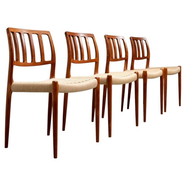 Vintage Dining Chairs in Teak and Papercord by Niels Otto Møller, Denmark, 1960s, Set of 4 For Sale - Image 10 of 10