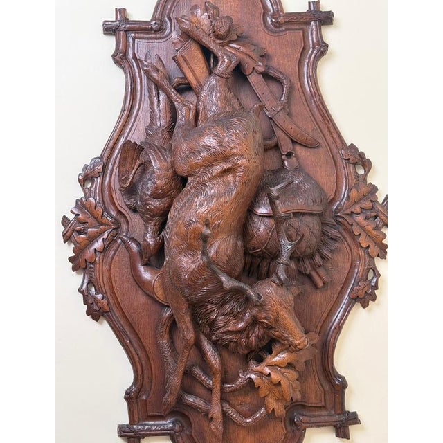 Black Forest Hunting Plaque attributed to Johann Flück, 1880 For Sale - Image 12 of 18