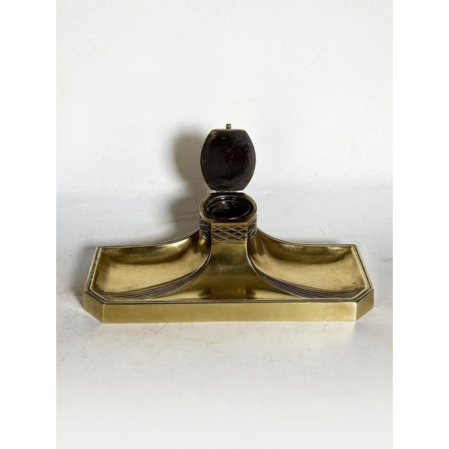 Gold Art Nouveau Brass Inkwell, France, 1900 For Sale - Image 8 of 12