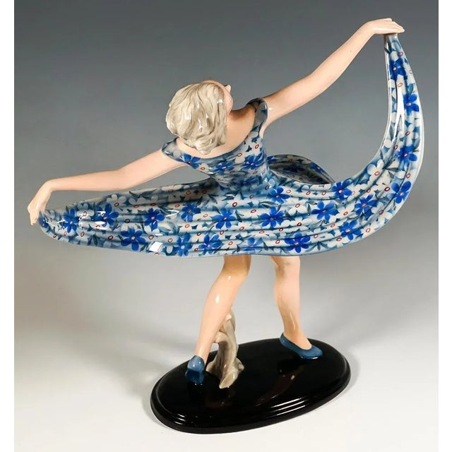 Art Deco Graceful Dancer in a Turning Movement from Goldscheider Vienna, 1940 For Sale - Image 3 of 8