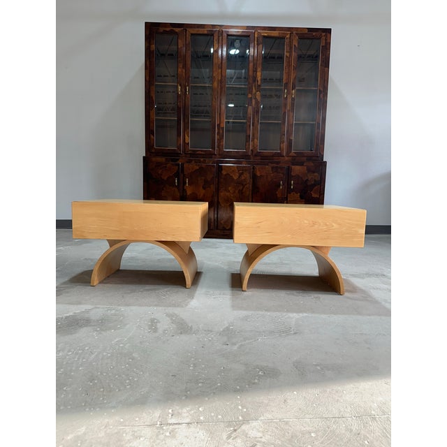 1990s Vintage Post Modern Custom Made Birch End Tables or Nightstands ...