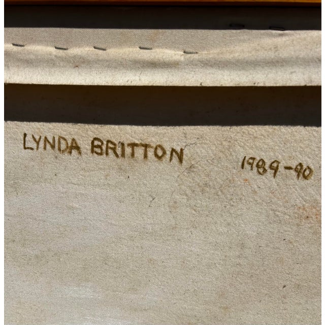 Orange Vintage Orange Abstract Large Oil Painting on Canvas With Figure and Cow For Sale - Image 8 of 8